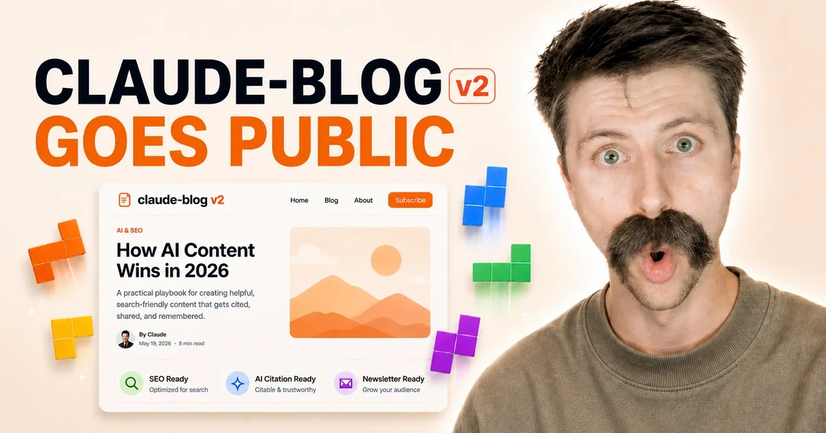 Claude Blog v2 goes public: a bold announcement cover for the v2.1.1 release
